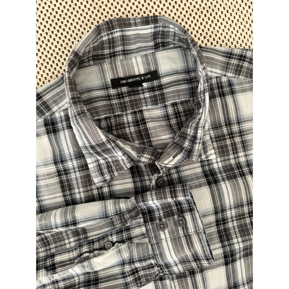 Mens John Varvatos USA Long Sleeve Button Down Lightweight‎ Plaid Shirt Size XL